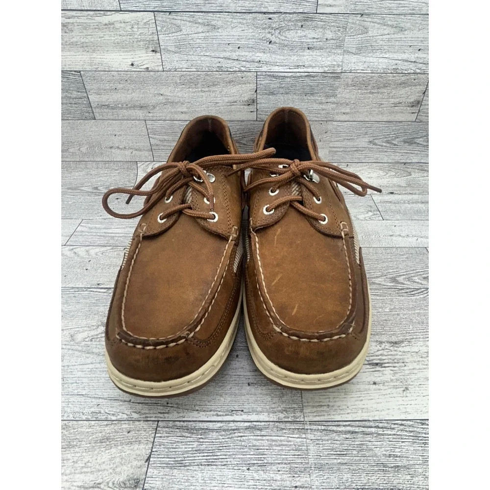 Sebago‎ Cyphon Sea Fisherman Men Brown Leather Boat Shoes B24367 Size 10.5 M